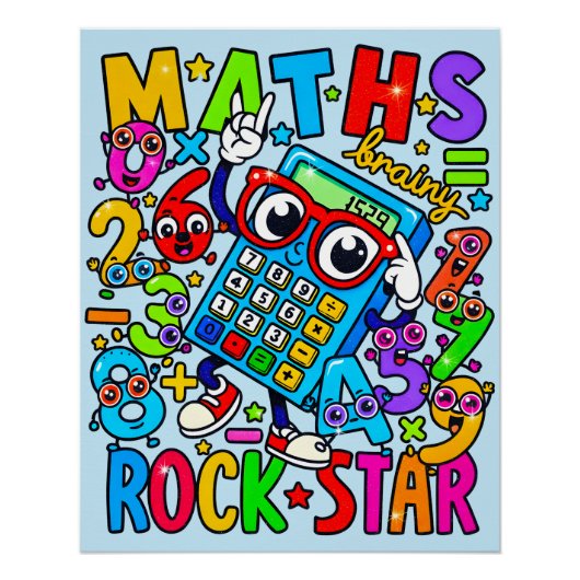 Maths Rock Star Poster for Kids UK Classroom (Voorkant)