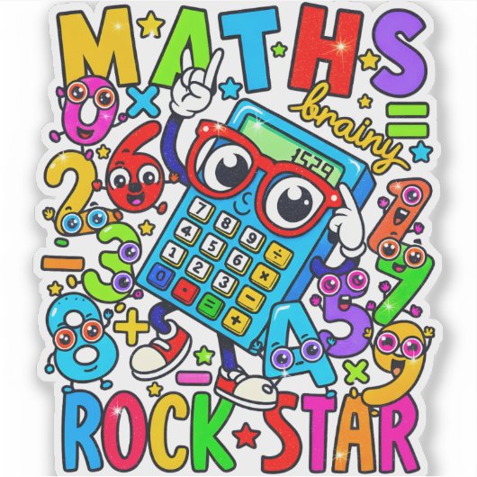 Maths Rock Star Sticker for Kids UK (Voorkant)