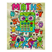 Maths Rockstar Cute Calculator Design Perfect Poster (Voorkant)