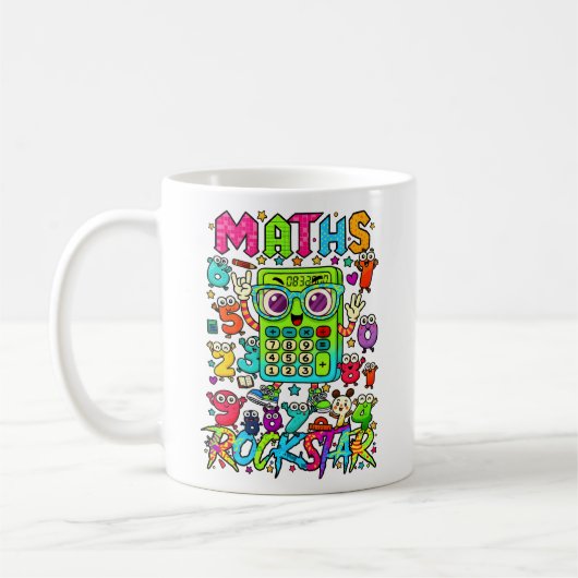 Maths Rockstar Cute Calculator Mug for Kids Koffiemok (Links)