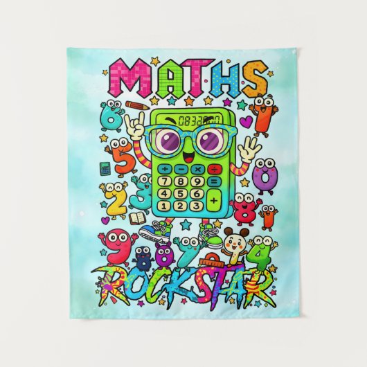 Maths Rockstar Cute Calculator Poster for Kids Wandkleed (Voorkant)