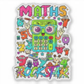 Maths Rockstar Cute Numbers Sticker for Kids (Voorkant)