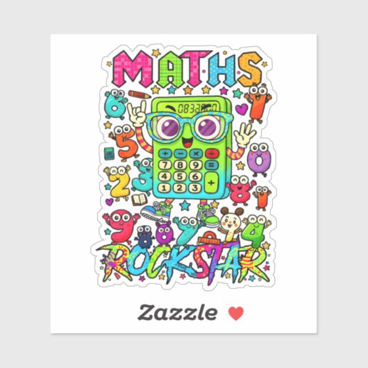Maths Rockstar Cute Numbers Sticker for Kids (Vel)
