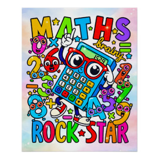 Maths Rockstar Fun Numbers Sticker for Kids Perfect Poster
