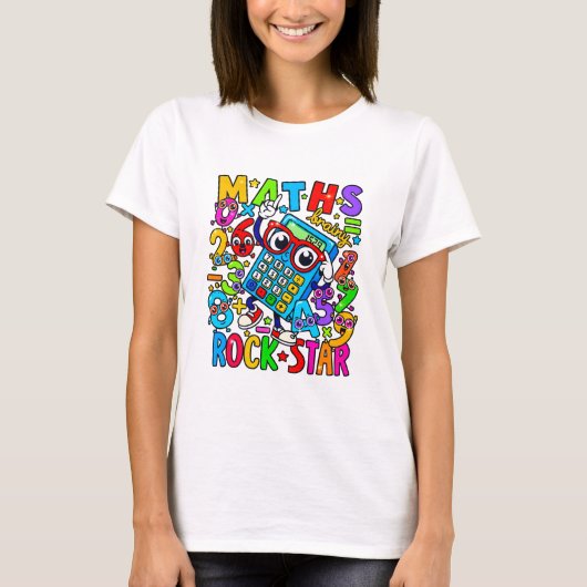 Maths Rockstar T Shirt for Teachers and Number Day (Voorkant)