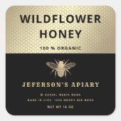 Matig aantrekkelijke zwarte honingbijen vierkante sticker (Voorkant)