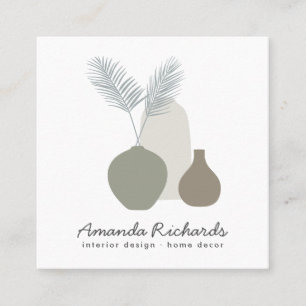 Matig aardewerk planten boho green soft pastel vierkante visitekaartje