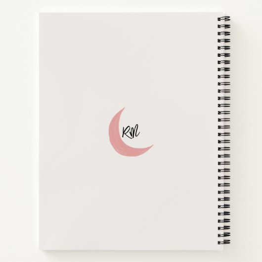 Matig Abstract Blush Pink Blue Shapes Monogram Notitieboek (Achterkant)