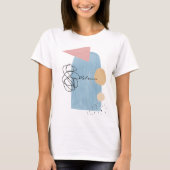 Matig Abstract Blush Pink Blue Shapes Monogram T-shirt (Voorkant)