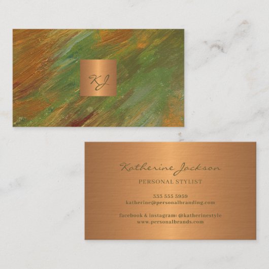 Matig abstract elegant goud, monogrammen visitekaartje (Voorkant / Achterkant)