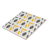 Matig, abstract, grijs, mosterdgeel, wit tegeltje (Zijkant)