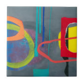 Matig Abstract grijs rood Tegeltje (Voorkant)