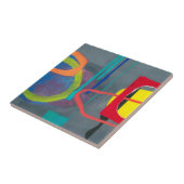 Matig Abstract grijs rood Tegeltje (Zijkant)