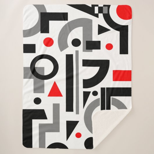 Matig Abstract grijs rood wit Sherpa Deken (Voorkant)