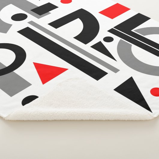 Matig Abstract grijs rood wit Sherpa Deken (3/4)