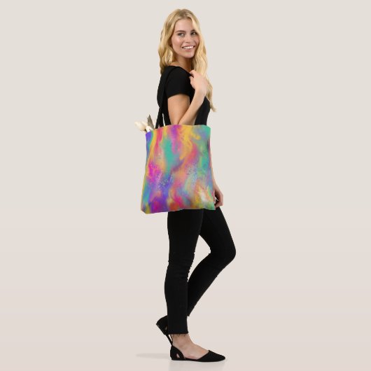Matig abstract kleurig schilderij tote bag (Op model)