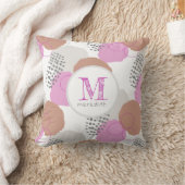Matig Abstract roze grijze monogram  Kussen (Deken)