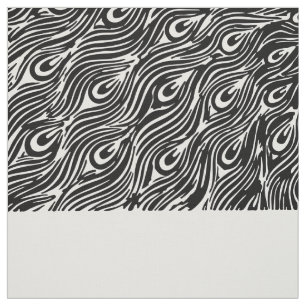 Matig abstract zwarte, witte pauw veren stof