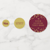 Matig Afstuderen maroon Gold Confetti jaar (Achterkanten)