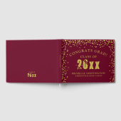 Matig Afstuderen maroon Gold Confetti jaar Gastenboek (Volledig)