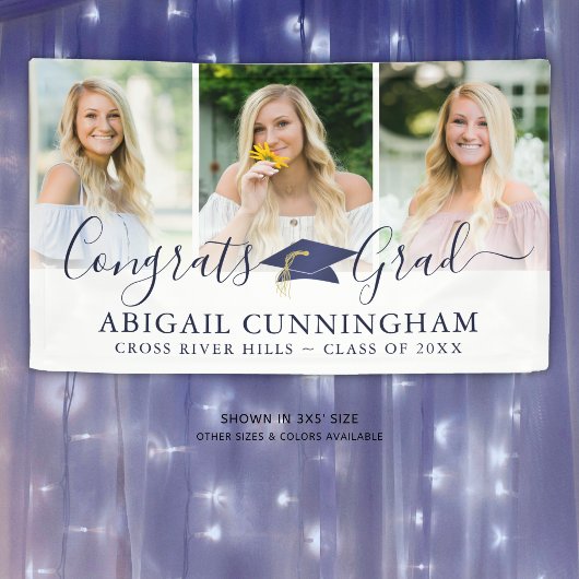 Matig Afstuderen Navy Pet Script 3 Foto collage Spandoek