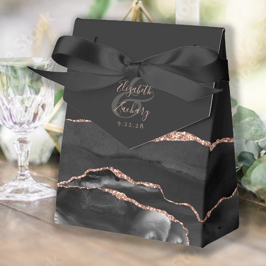 Matig Agate Geode Black Roos Gold Bedankdoosjes