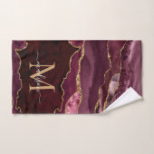 Matig Agate Geode Burgundy Gold Monogram script Bad Handdoek (Handdoek)