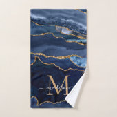 Matig Agate Geode Navy Blue Gold Monogram script Bad Handdoek (Handdoek)