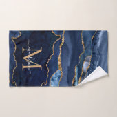 Matig Agate Geode Navy Blue Gold Monogram script Bad Handdoek (Handdoek)
