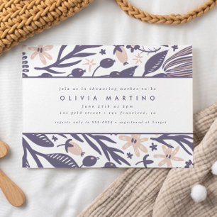 Matig Baby shower van Paars varken met wilde bloem Kaart