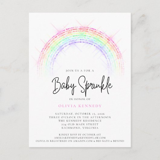 Matig Baby shower voor mousserende regenboog-Baby Briefkaart (Voorkant)