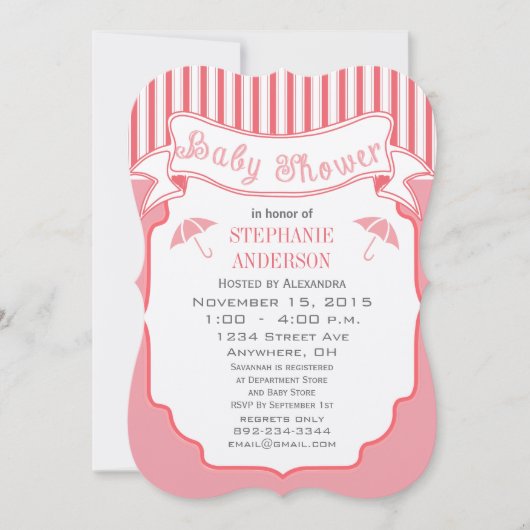Matig Babymeisje Cute Stripe Pattern Shower Kaart (Voorkant)