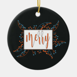 Matig bericht oranje blauwe bessen Kerstmis Keramisch Ornament