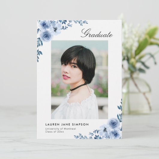 Matig blauw afstuderen kaart (Staand voorkant)