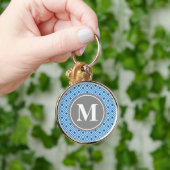Matig blauw Diamond Grafisch Patroonmonogram Sleutelhanger (Hand)