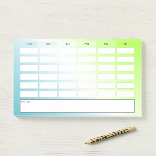 Matig Blauw Groen Gradiënt Weekschema Post-it® Notes (Op bureau)