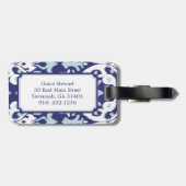 Matig blauw meisje met stammenpatroon monogram bagagelabel (Achterkant horizontaal)
