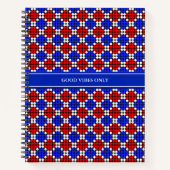 Matig Blauw Rood Witte Dotted Diamonds op zwart ni Notitieboek (Voorkant)