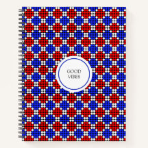 Matig Blauw Rood Witte Dotted Diamonds op zwart