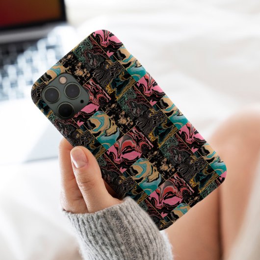 Matig blauw roos goudvloeistof inkt marmer estheti Case-Mate iPhone case