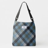 Matig blauw speldegepersonaliseerd monogram crossbody tas (Voorkant)