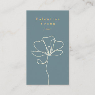 Matig blauw wit lijnkunstbloem elegant visitekaartje