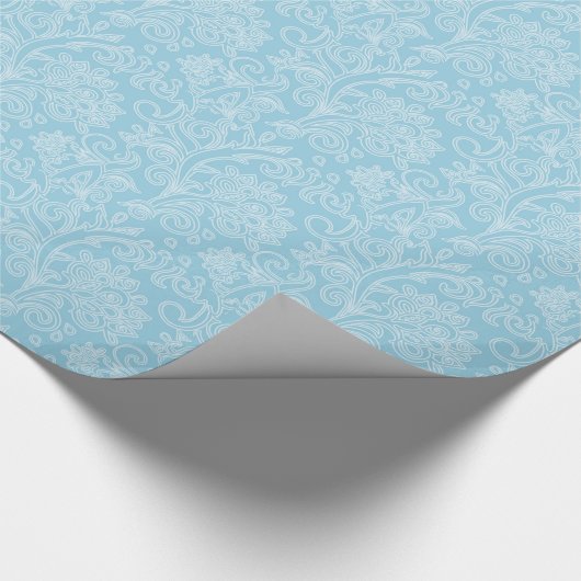 Matig blauw witdamtbruiloft baby shower omloop cadeaupapier (Hoek)