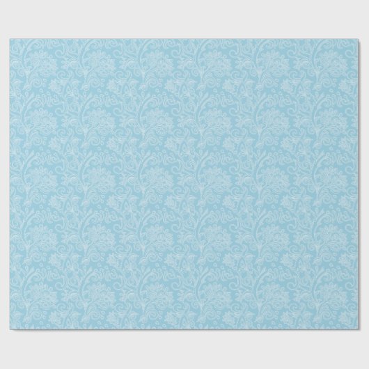 Matig blauw witdamtbruiloft baby shower omloop cadeaupapier (Vlak)