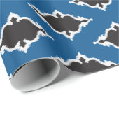 Matig blauw zwart ikat tribaal monogram cadeaupapier (Rol Hoek)