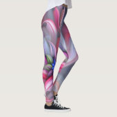 Matig blauwe abstracte bloem leggings (Rechts)