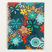 Matig blauwe donkerbloem planner (Voorkant)