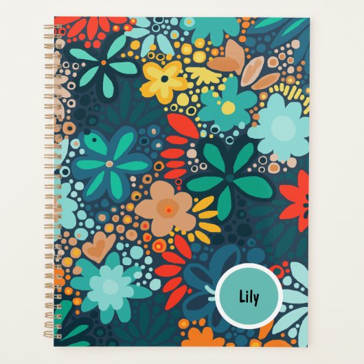 Matig blauwe donkerbloem planner (Voorkant)