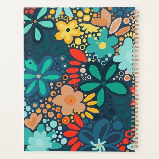 Matig blauwe donkerbloem planner (Achterkant)