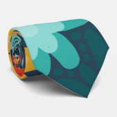 Matig blauwe donkerbloem stropdas (Opgerold)